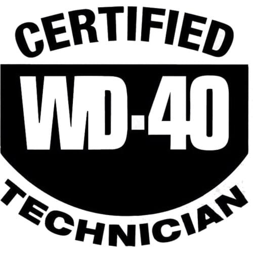 14.3cm*13.7cm Personality WD40 Technician Certified Text Vinyl Car Stickers Accessories C5-1967