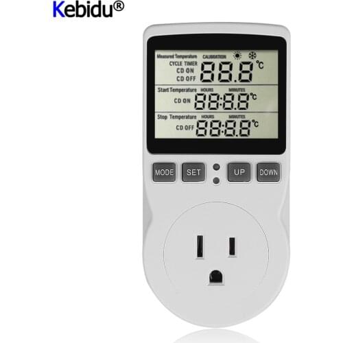 16A 220V Multi-Function Thermostat Digital Temperature Controller Socket Outlet With Timer Switch Sensor Probe Heating Cooling