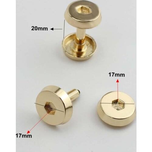 20pcs Wholesale screws inner width 20mm gold connector metals for bags,zinc alloy hardware screws open metal