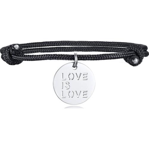 2021 Fashion Trend Stainless steel Hollow LOVE IS LOVE Round Brand Adjustable Exotic Charm Bracelet Customized For Couples