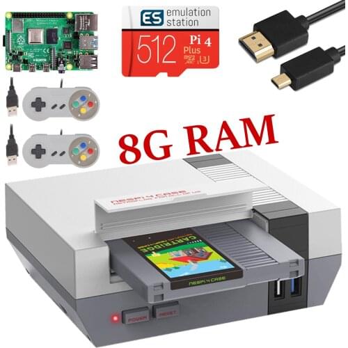 512G NESPi 4 Case For Raspberry Pi 4 8G Ram Retro Arcade Game Console Full Kit Retroflag with Safe Shutdown 15,000+ Games P&P