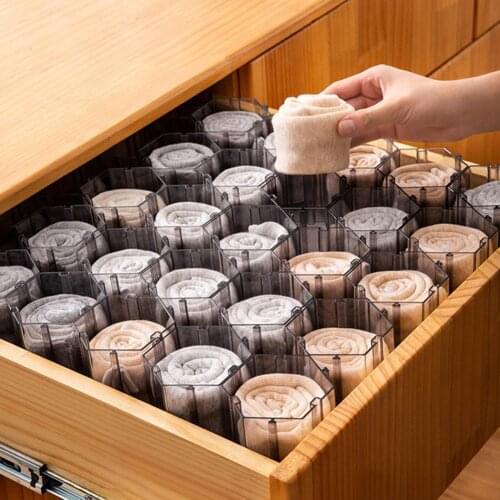 6Pcs Honeycomb Socks Organizer Storage Compartment Underwear Closet Divider Box