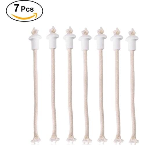7Pcs Ceramic Holders Torch Wine Bottle Oil Candle Lamp Fiber Glass Heat-Resistant Kerosene Wick