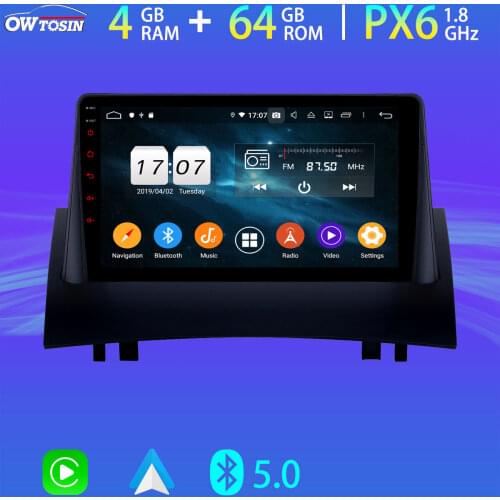 9'' PX6 4+64G GPS Android 10 Car Multimedia Player For Renault Megane 2 II 2003-2009 Bluetooth 5.0 Tethering 4G LTE WiF Radio