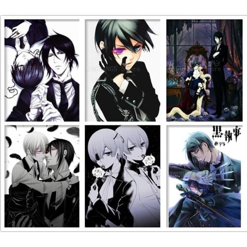 5D DIY Diamond Painting Cartoon Black Butler Sebastian X Ciel Phantomhive Diamond Embroidery Anime Mosaic Cross Stitch Art Decor