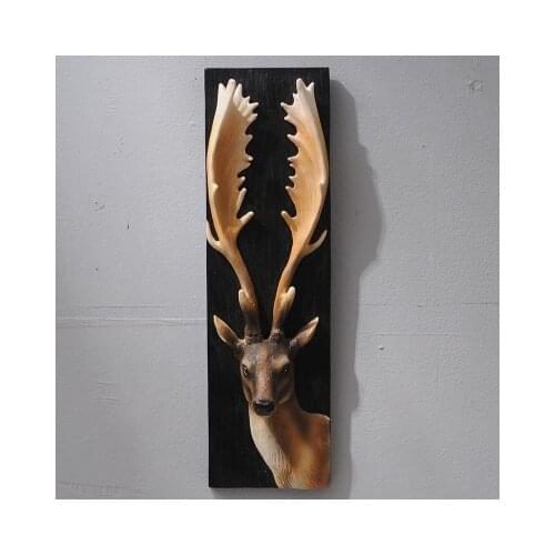 AMERICAN DEER HEAD ANIMAL HEAD WALL HANGING CREATIVE RETRO THREE-DIMENSIONAL PORCH HANGING ARTS CRAFTS WALL SCULPTURE DECORATION