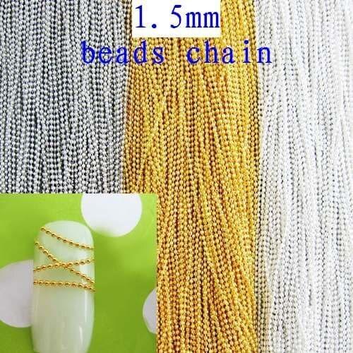 Free Shipping 100m 1.5mm Silver/Gold/Nickle Plated Beads Chain Copper Ball Chain Nails Decoration DIY Jewelry Making Materials