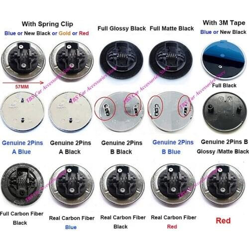2Pins or Spring Clip 57MM Blue Black Red Carbon Fiber Flush Style Flat Laurel Wreath Emblem Hood Badge Logo for Mercedes Benz