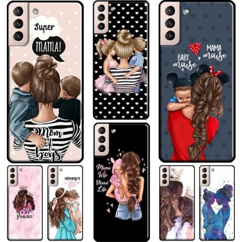 Beautiful Mother Daughter Son Phone Case For Samsung Galaxy S21 S20 Ultra Note 20 Note 10 S8 S9 S10 Plus S20 FE Coque