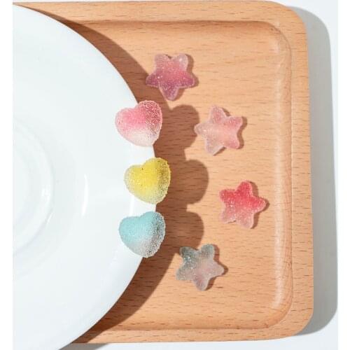 DIY 5Pcs New 3D Lovely Gradient Heart Star Candy Nail Art Decoration Sweet Jelly Sugar Nail Jewelry Fudge Manicure Accessories