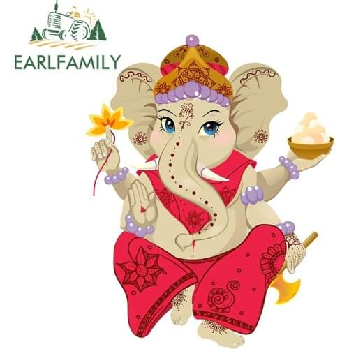 EARLFAMILY 13cm x 10.2cm for India Ganesha Vinyl Car Stickers Vehicle Scratch-proof Snowboard Window Decal Custom Printing Decor