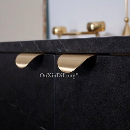 Brand New 2PCS Pure Brass Arc Furniture Handles Drawer Pulls Cupboard Wardrobe Shoe Kitchen TV Wine Cabinet Pulls Handles&Knobs