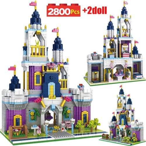 Toys for Children Friends Castle Garden Mini Bricks Princess Fairy Tale Castle 3D Model DIY Mini Diamond Building Blocks