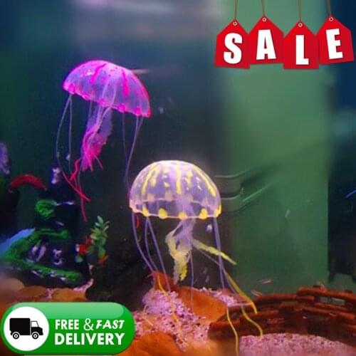 Random Artificial Aquarium Jellyfish Ornament Decor Glowing Effect Fish Tank Decoration Aquatic Pet Supplies Home Accessories