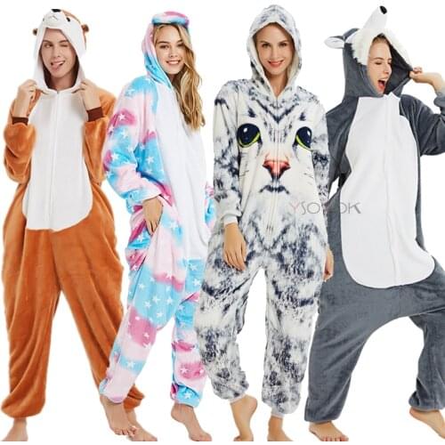 Kigurumi Unicorn Pajama Animal Onesie for Women Men Sleepwear Adult Cartoon Party Cospaly Winter Pyjamas Suit Unicornio Overalls