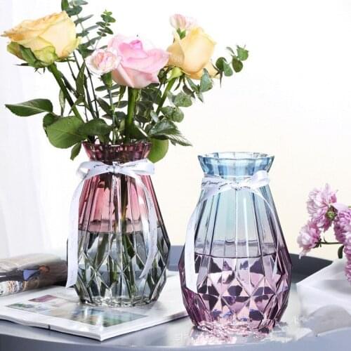 Beautiful Vase Of Glass Vase Calla Peony Flower Artificial Flower Rose Bottle Rhombus Container Garden Utensils