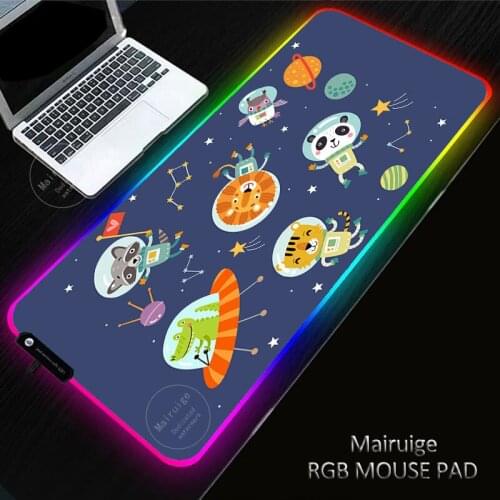 Creative Cute Space LED Light Gaming XXL Genshin Impact Mouse Pad RGB Large Keyboard Cover Non-Slip Rubber DeskMat Game MousePad