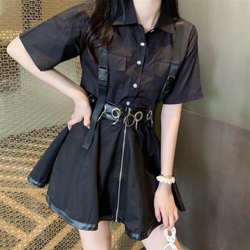 Summer female student fashion two-piece college style Japanese girl white shirt personality short skirt suit trend y2k tops