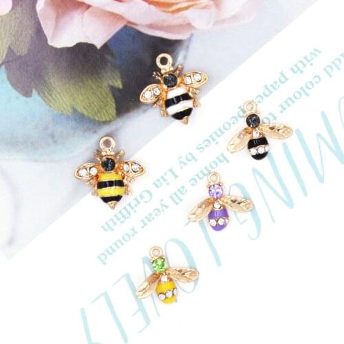 10pcs/Lot Cystal Bee Diy Handmade Oil Enamel Charms Design for Jewelry Making Earring Bracelet or Necklace