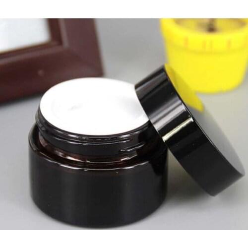 Brown Amber Glass Cream Jar Black Lid 50g Cosmetic Jar Packaging Sample Eye Cream