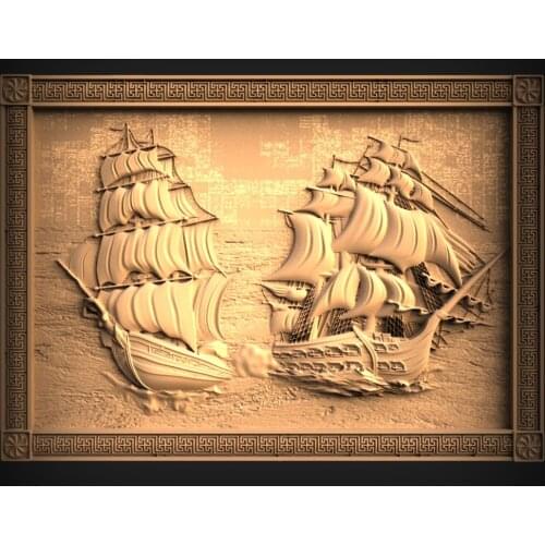 Ship Boat 3d STL Model for CNC Router 3D Printer Artcam Aspire Bas Relief_Decor relief (760)