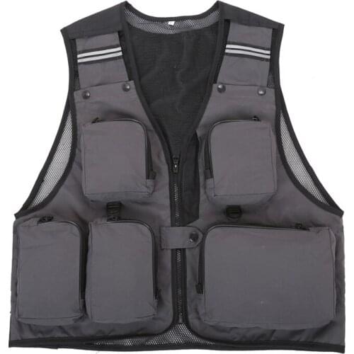 Men Woment Fishing Photography Volunteer Multi-Pockets Quick-Dry Jacket Outdoor Overalls Hunting Mesh Angler Waistcoat Male Vest