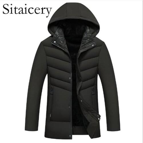 Sitaicery Plus Size XL-5XL Mens Winter Jacket Hooded Padded Zipper Jacket Men Parka Male Clothing Outwear Factory Wholesale