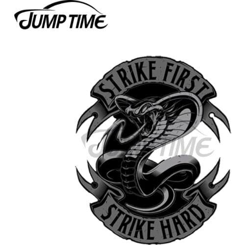 Jump Time 13x9cm For Cobra Kai Never Dies Strike First Strike Hard Car Graffiti Sticker Personality Decal Laptop Car Accessories