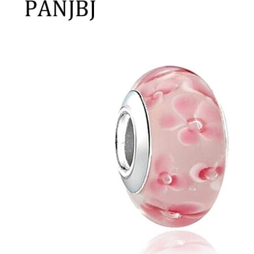 New Free Shipping European Murano Glass Bead Aolly Charm Cherry Bloom Flower Fit Original Bracelets DIY Women Jewelry