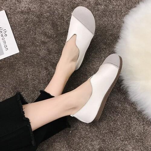 New Womens Spring Flat Ladies Non-slip Wear-resistant Shoes Shallow Mouth Soft Bottom Comfortable Sweet Campus Shoes U19-19