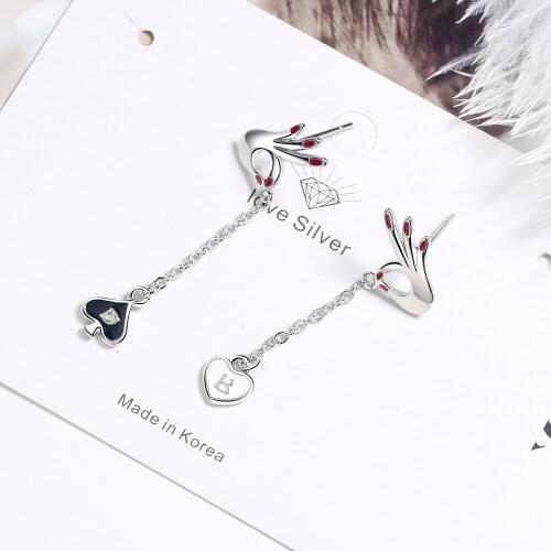 OK gesture earrings long tassels love asymmetric heart-shaped long earrings ear jewelry metal jewelry wholesale