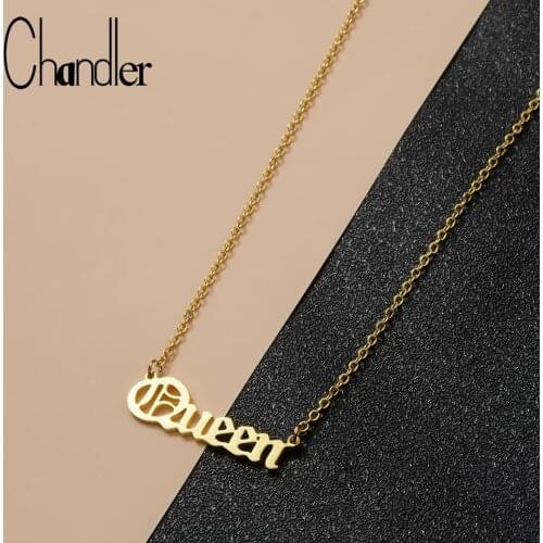 Chandler Queen Letter Pendant Necklace Gold Silver Plated Minimalist Clavicle Choker For Women Jewelry Chain Collares Gift