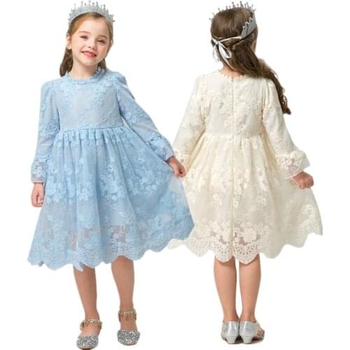 Princess Dresses for Girls Lace Elegant Party Kids Dresses for Girls Baby Birthday Clothes for 3 4 5 6 7 8 Yrs Children Vestidos
