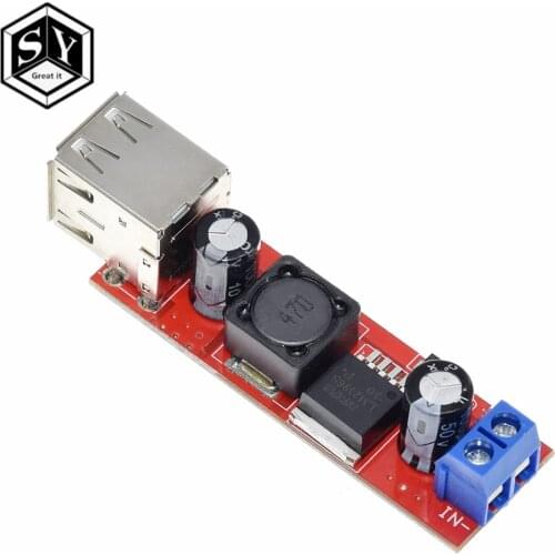 1PCS GREAT IT DC 6V-40V To 5V 3A Double USB Charge DC-DC Step-down Converter Module For Vehicle Charger LM2596 Dual USB