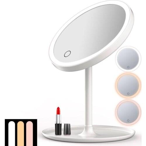 Portable USB Rechargeable LED Adjustable Daylight Cosmetic Makeup Mirror Desktop Lamp Light up Mirrors for Bathroom