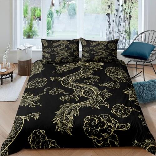 Home Textiles Luxury 3D Dragon Print Duvet Cover Set 2/3 Pcs Pillowcase Kids Bedding Set AU/EU/UK/US Queen and King Size