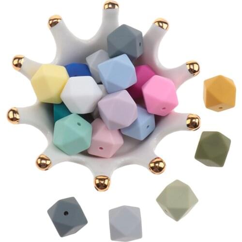 50PCS Silicone Beads Hexagon 17MM Silicone Teethers Pearl Silicone Pacifier Clip Accessory Baby Teether Pacifier String Beads