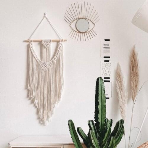 P15D Nordic Cotton Rope Woven Tassels Hanging Tapestry Bohemian Hollow Out Braided Geometric Macrame Wall Art Decoration