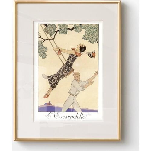 Barbier illustration decoration with rounded metal frame home decor