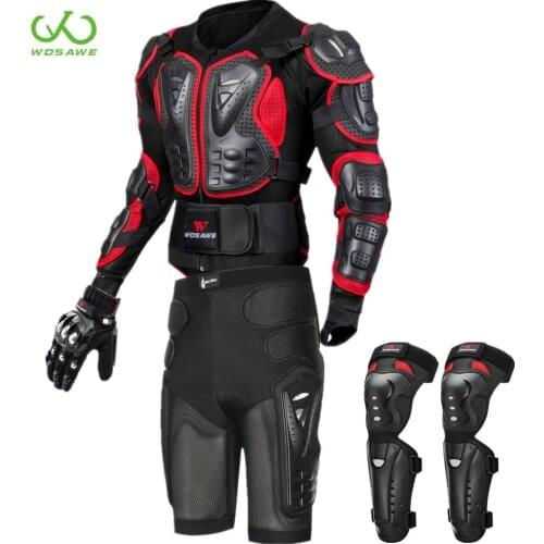 WOSAWE Full Body Protection MTB Motorcycle Armor Suit Protective Jacket Knee Pad Shorts Set Adult Motocross Armor Protector