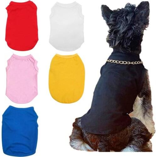 Pure cotton pet dog vest clothes, spring summer medium large dogs solid color sports T-shirt, pet supplies cat vest shirt XS-5XL