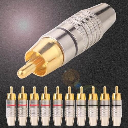 10pcs/set RCA Connector Soldering Connector Audio Video Plug DIY RCA Speaker Adapter Plug for DIY Audio Video Cable