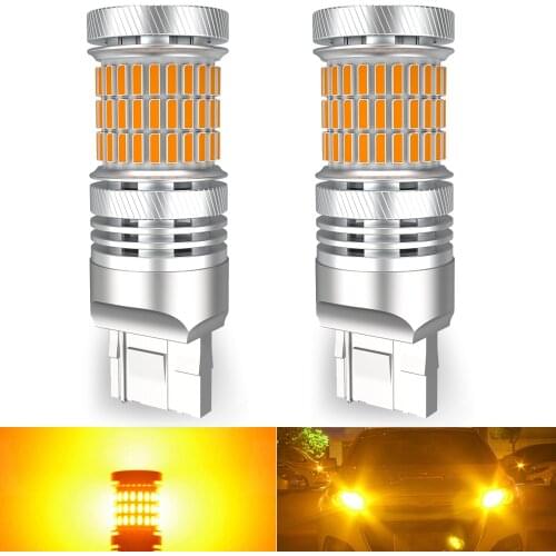 2Pcs Car Turn Signal Light LED Canbus No Error T20 7440 W21W LED Amber Auto Lamp for For Citroen c3 c5 c4 Grand Picasso Berlingo