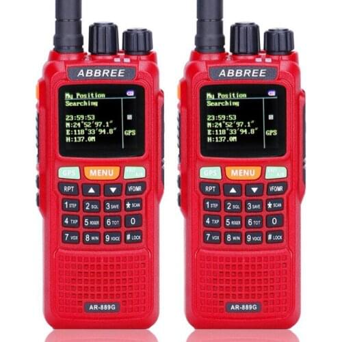 2pcs ABBREE AR-889G Walkie Talkie 10W GPS SOS Night Backlight Duplex Cross Repeater Dual Band Dual Receiving Ham CB Radio