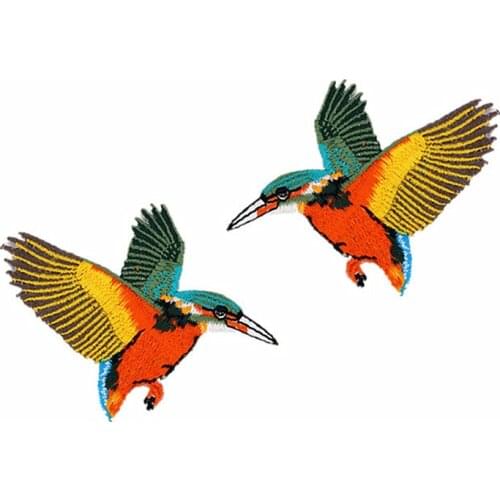 20pcs/lot Golden Bird Fashion Embroidery Patch Kingfisher Animal Clothing Decoration Sewing Accessories Craft Diy Applique