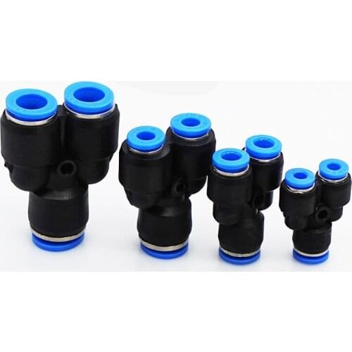 3 Way Port Y Shape Air Pneumatic 12mm 8mm 10mm 6mm 4mm OD Hose Tube Push in Gas Plastic Pipe Fitting Connectors Quick Fittings