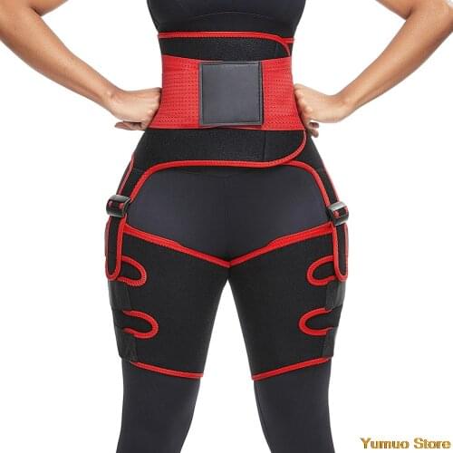3 in 1 sauna shaper neoprene waist trainer body shapewear women thermo belt fitness thigh trimmer highslimming sheathgirdles for