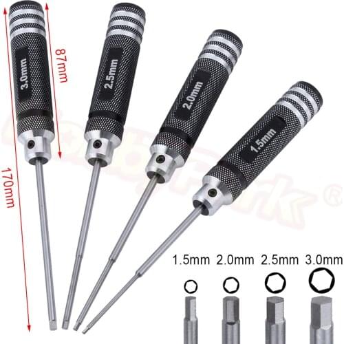 4pcs/set Metal Blue Hex Nut Head Hexagon Screwdriver Tools for RC Cars 1.5mm 2.0mm 2.5mm 3.0mm HSP 80107