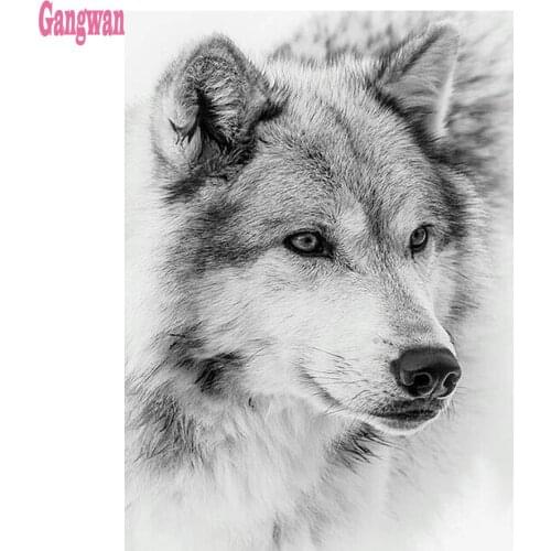 New 5D diamond painting Wolf full Square/Round diamond embroidery rhinestone black white art DIY mosaic Cross Stitch 3D decor