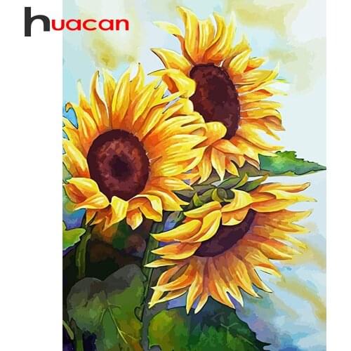 Huacan 5d Diamond Mosaic Embroidery Cross Stitch Sunflower Diamond Paintings Full Square/Round DIY Home Decoration